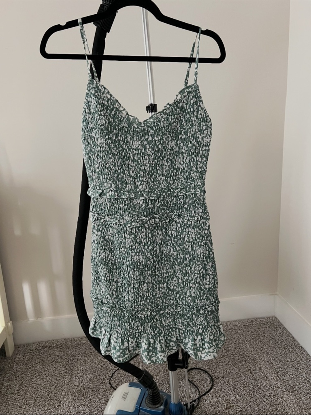 Abercrombie & Fitch Green and White Smocked Mini Dress